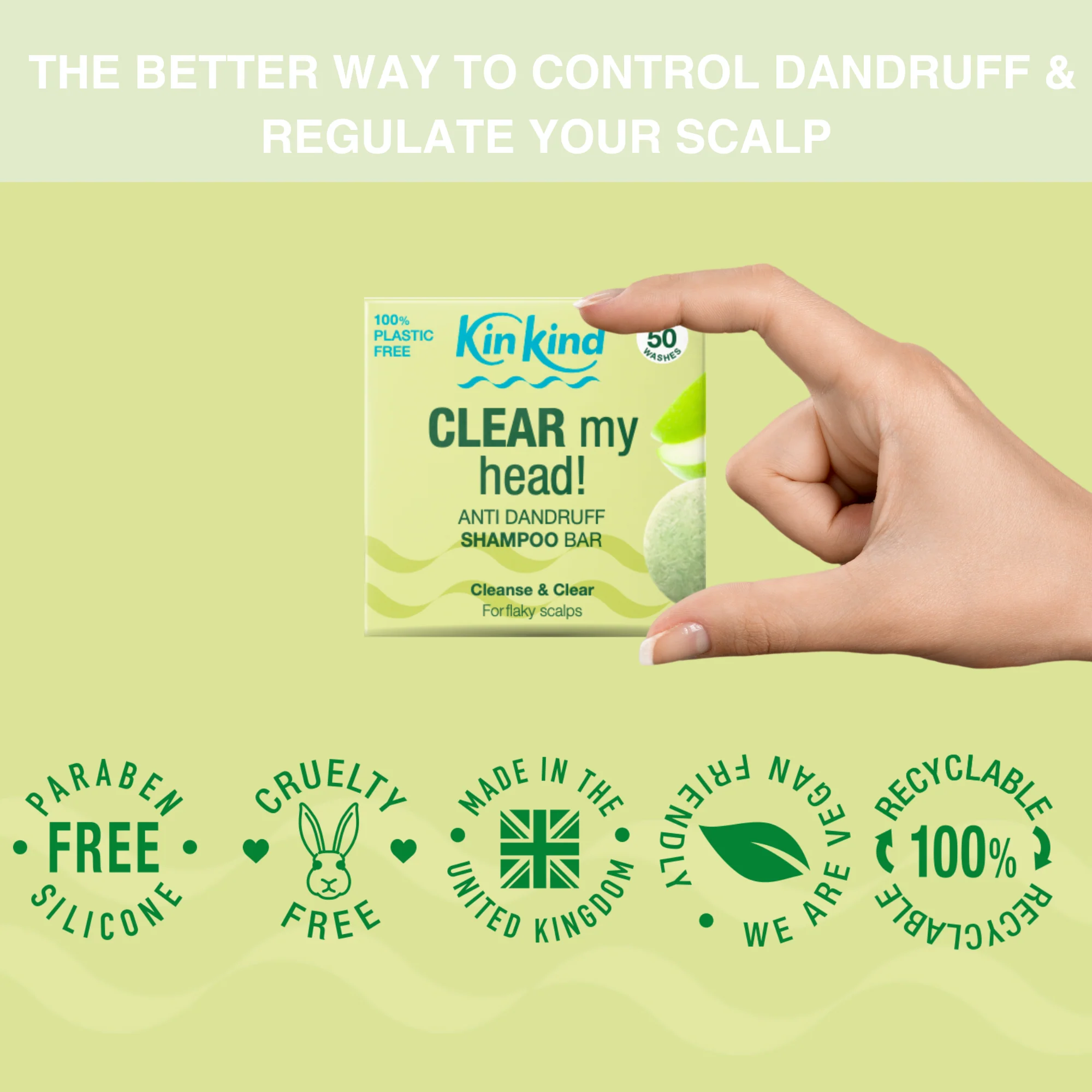 KinKind CLEAR my head! Anti Dandruff Shampoo Bar Apple 50g - Image 4