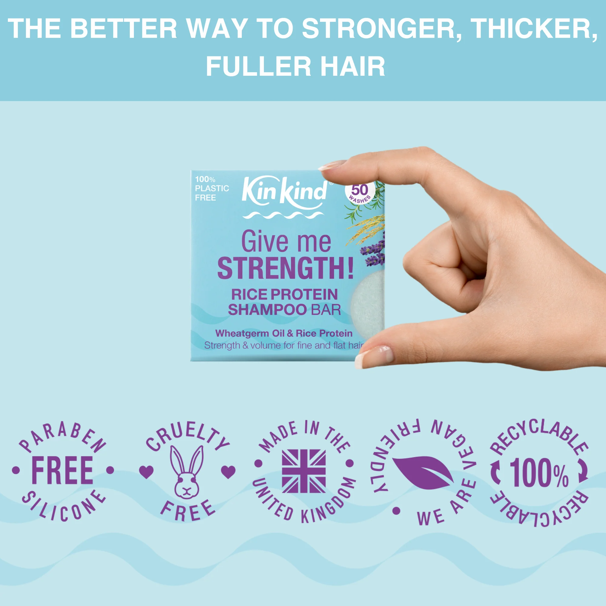 KinKind Give me STRENGTH! Shampoo Bar Rice Protein 50g - Image 4