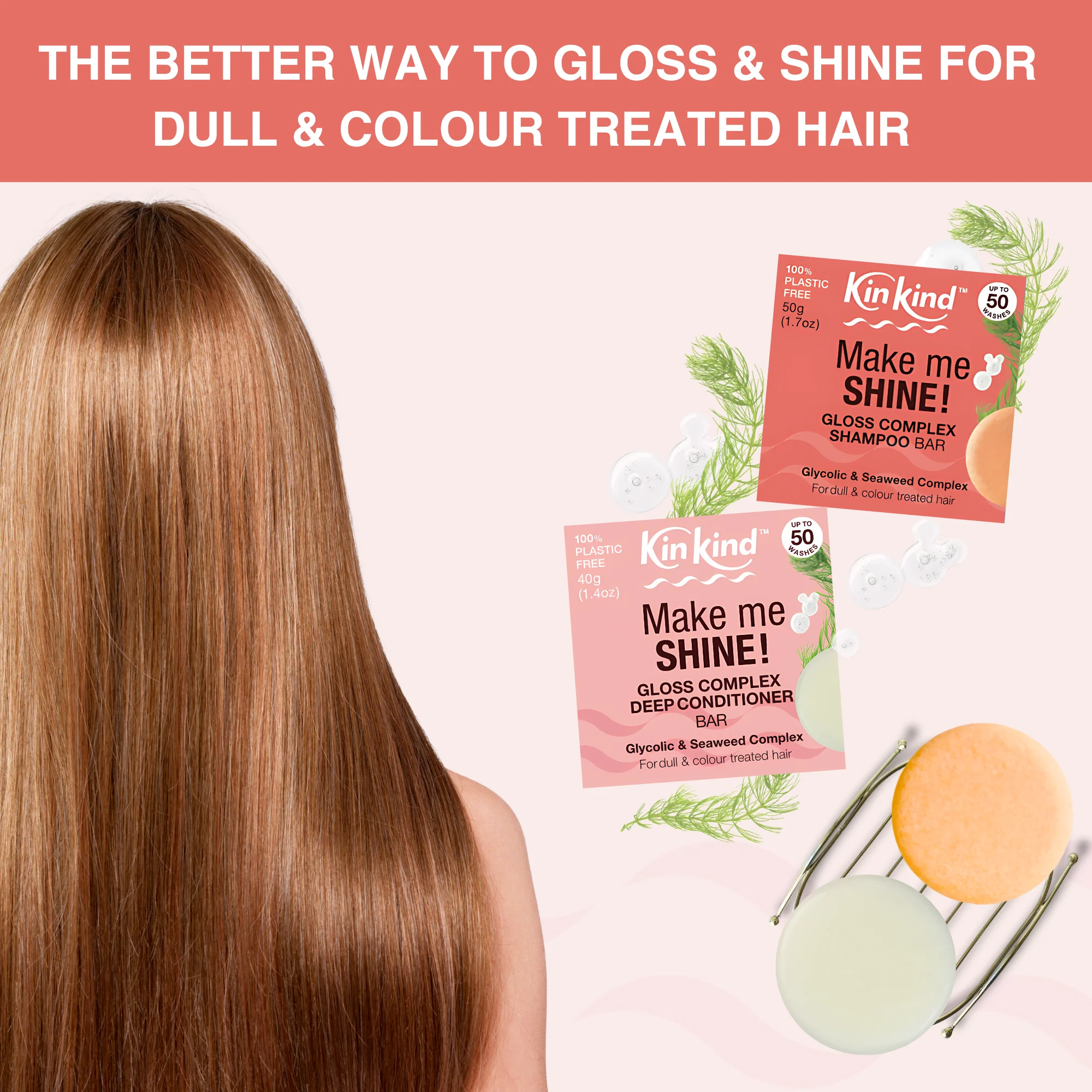 KinKind Make me SHINE! Gloss Complex Shampoo Bar Seaweed 50g - Image 5