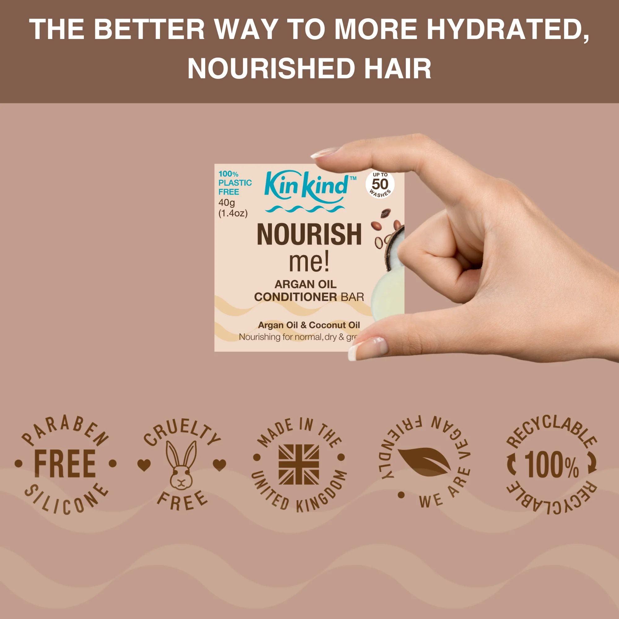 KinKind NOURISH me! Conditioner Bar Argan Oil 40g - Image 4