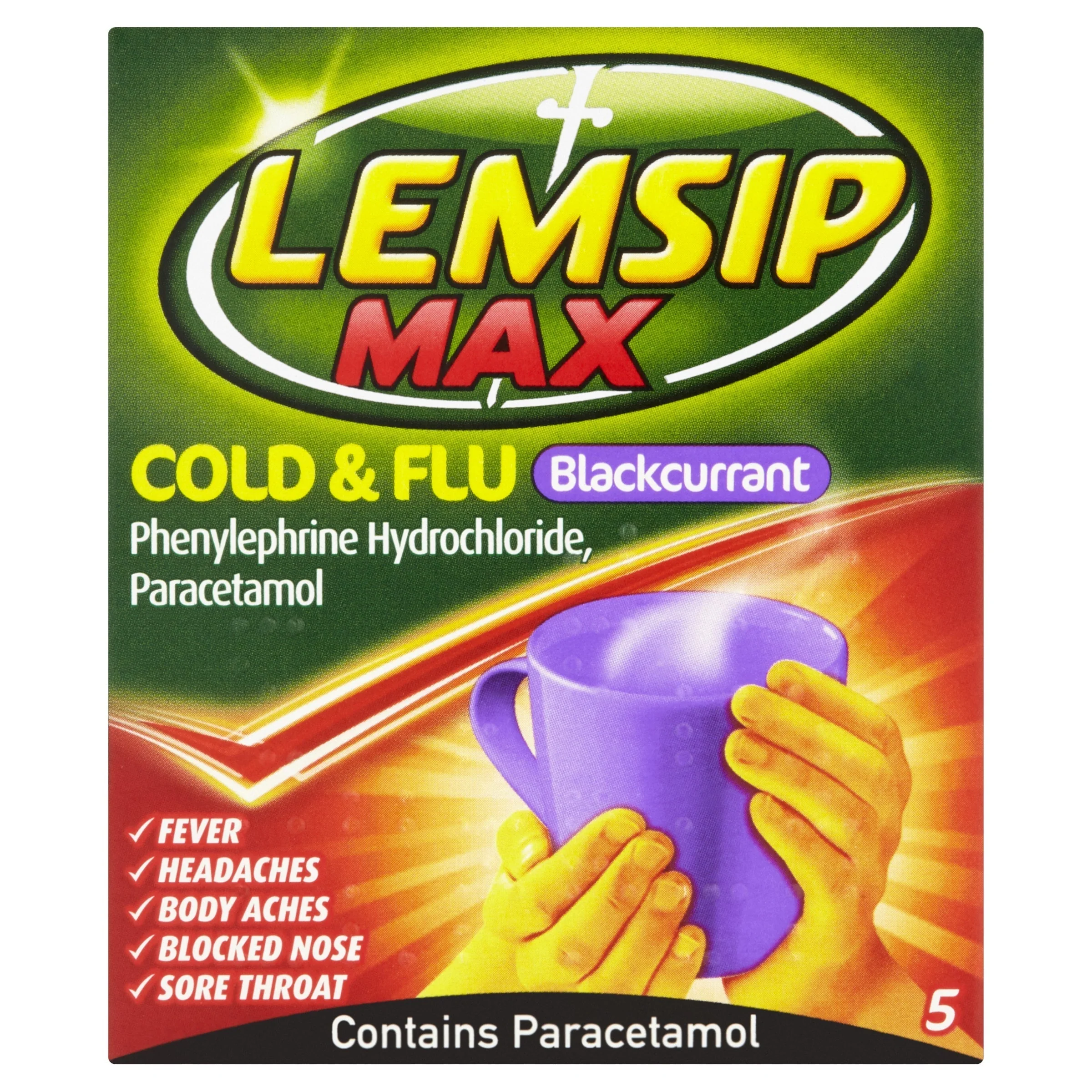 Lemsip max cold & flu blackcurrant flavour sachets