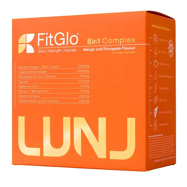 LUNJ FitGlo 8 in 1 Daily Complex - Mango & Pineapple Flavour 14 Sachets