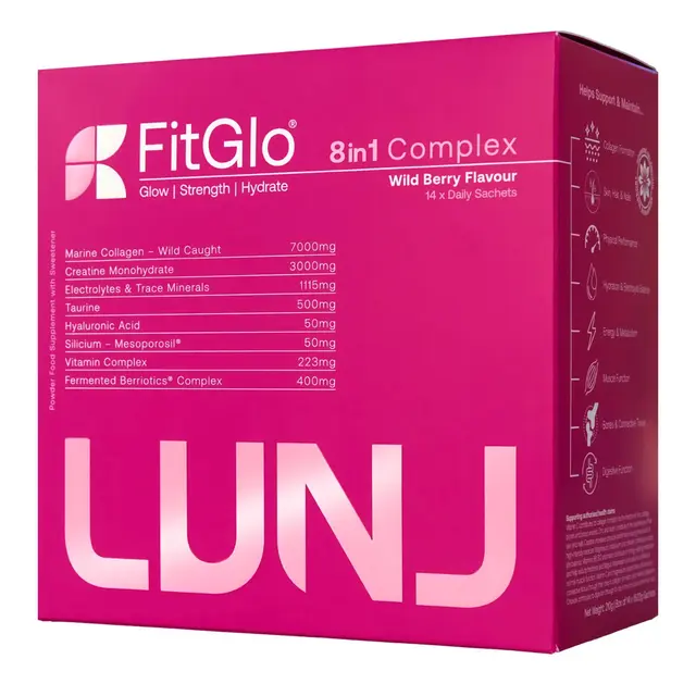 LUNJ FitGlo 8 in 1 Daily Complex - Wild Berry Flavour 14 Sachets