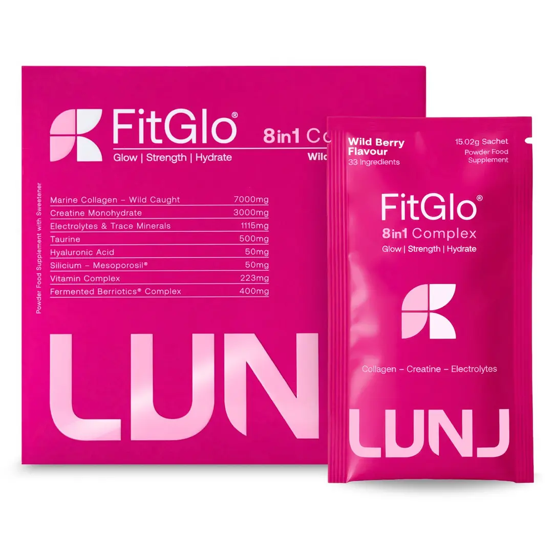 LUNJ FitGlo 8 in 1 Daily Complex - Wild Berry Flavour 14 Sachets - Image 2