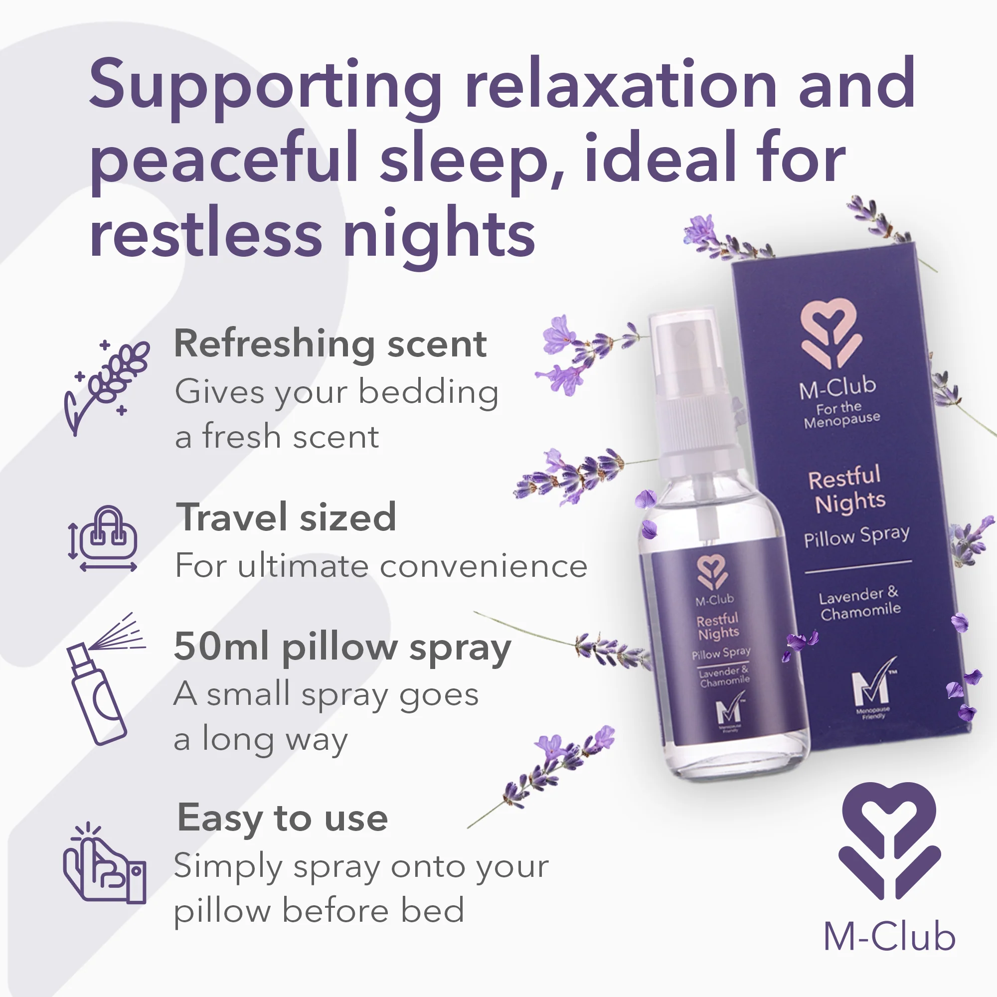 M-Club Restful Nights Pillow Spray 50ml - Image 5