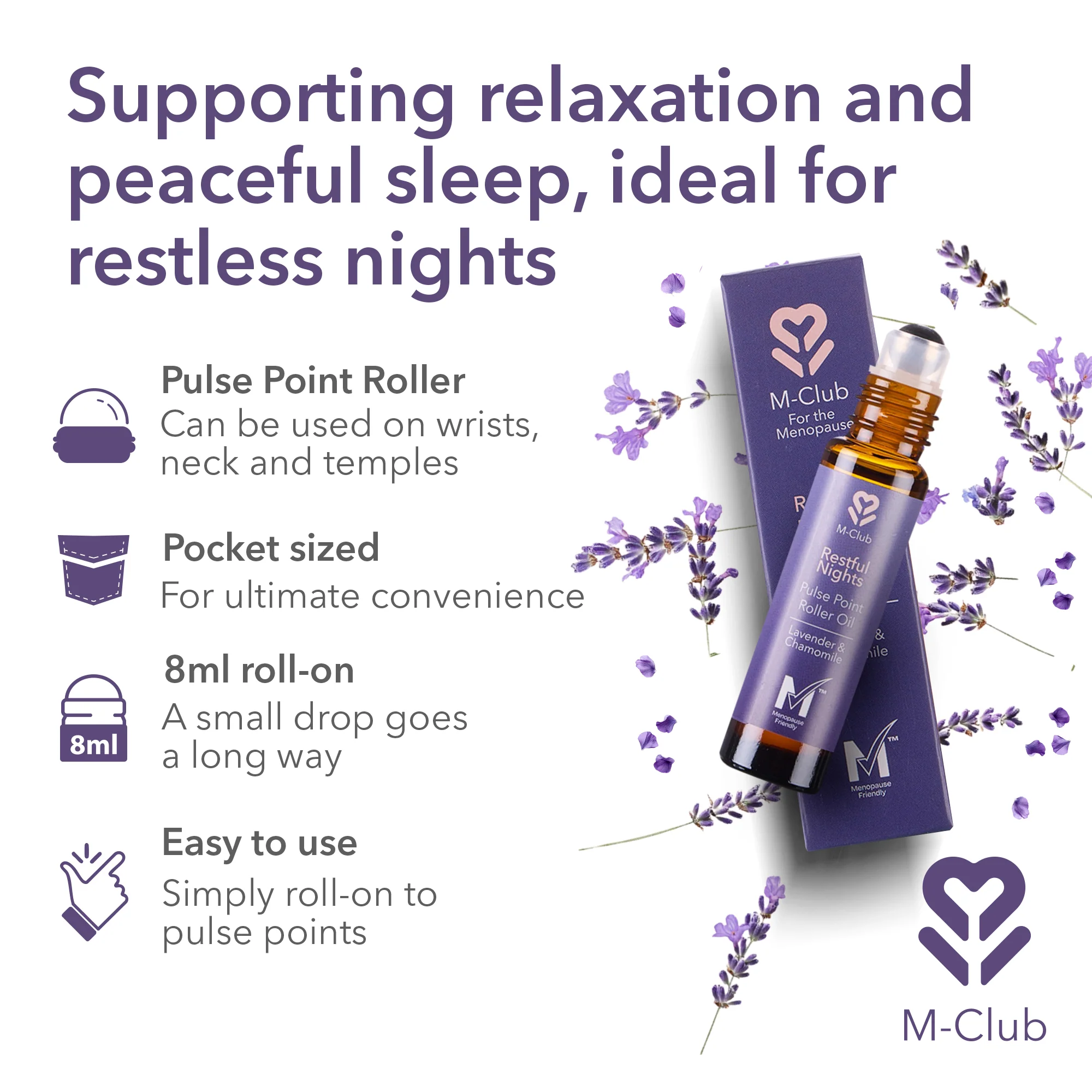 M-Club Restful Nights Pulse Point Roller Oil 8ml - Image 5
