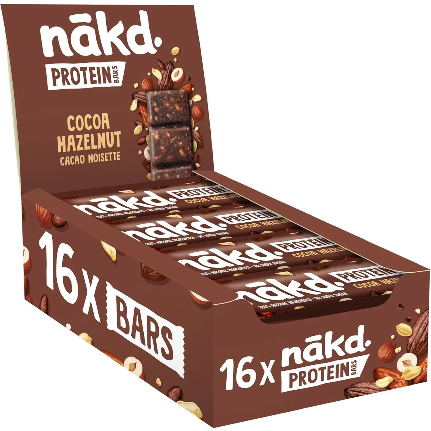 Nakd. Protein Bars Cocoa Hazelnut 16x45g