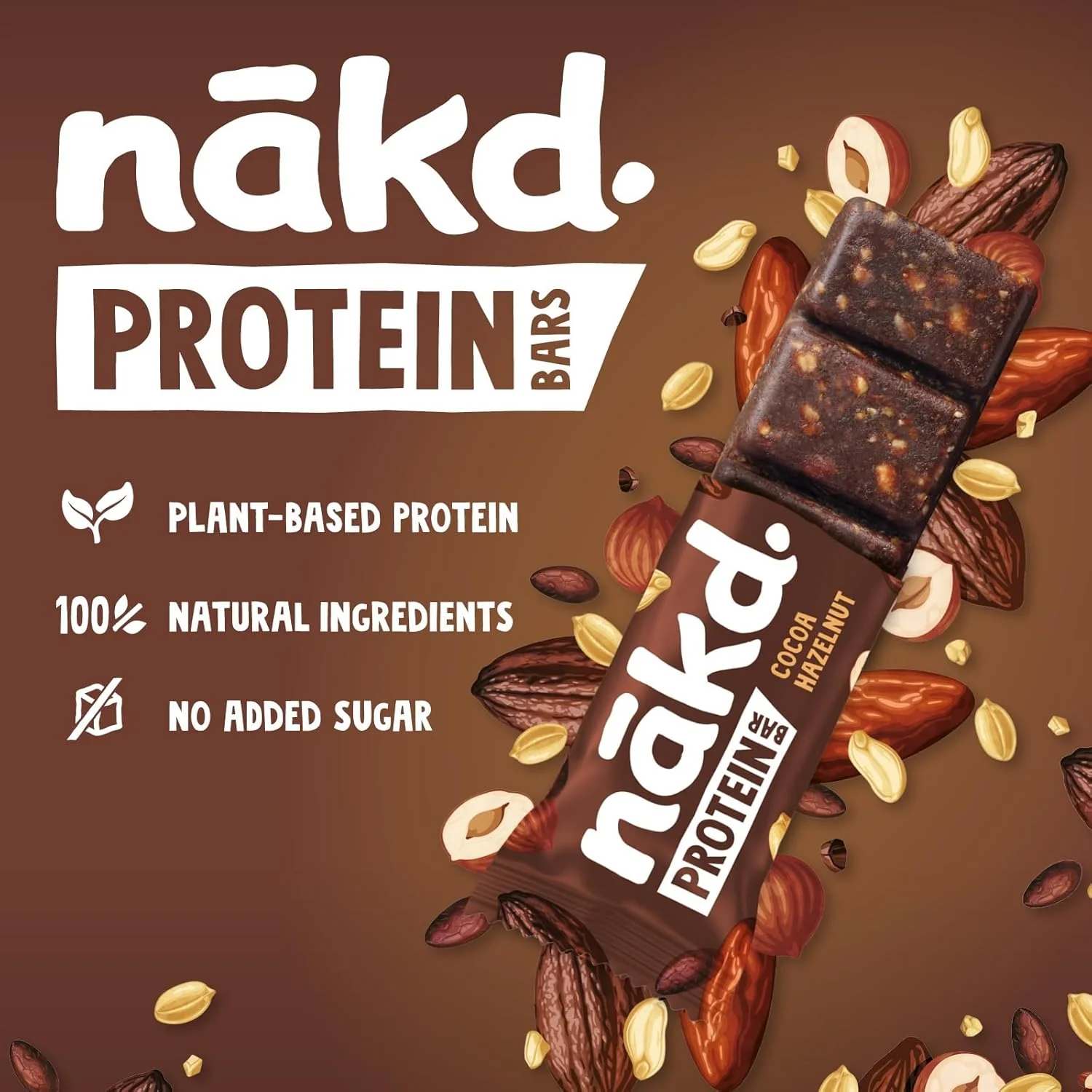 Nakd. Protein Bars Cocoa Hazelnut 16x45g - Image 3