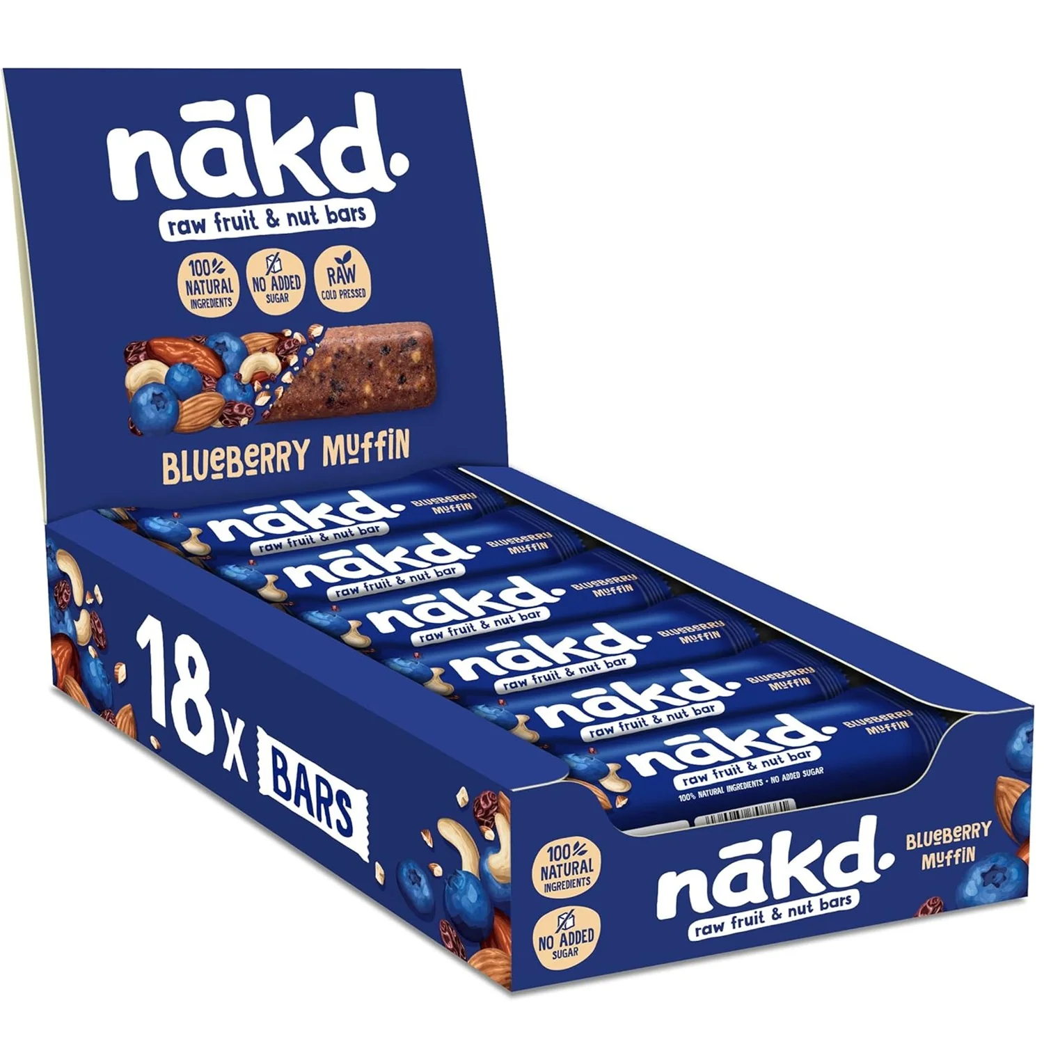 Nakd. Raw Fruit & Nut Bars Blueberry Muffin 18x35g