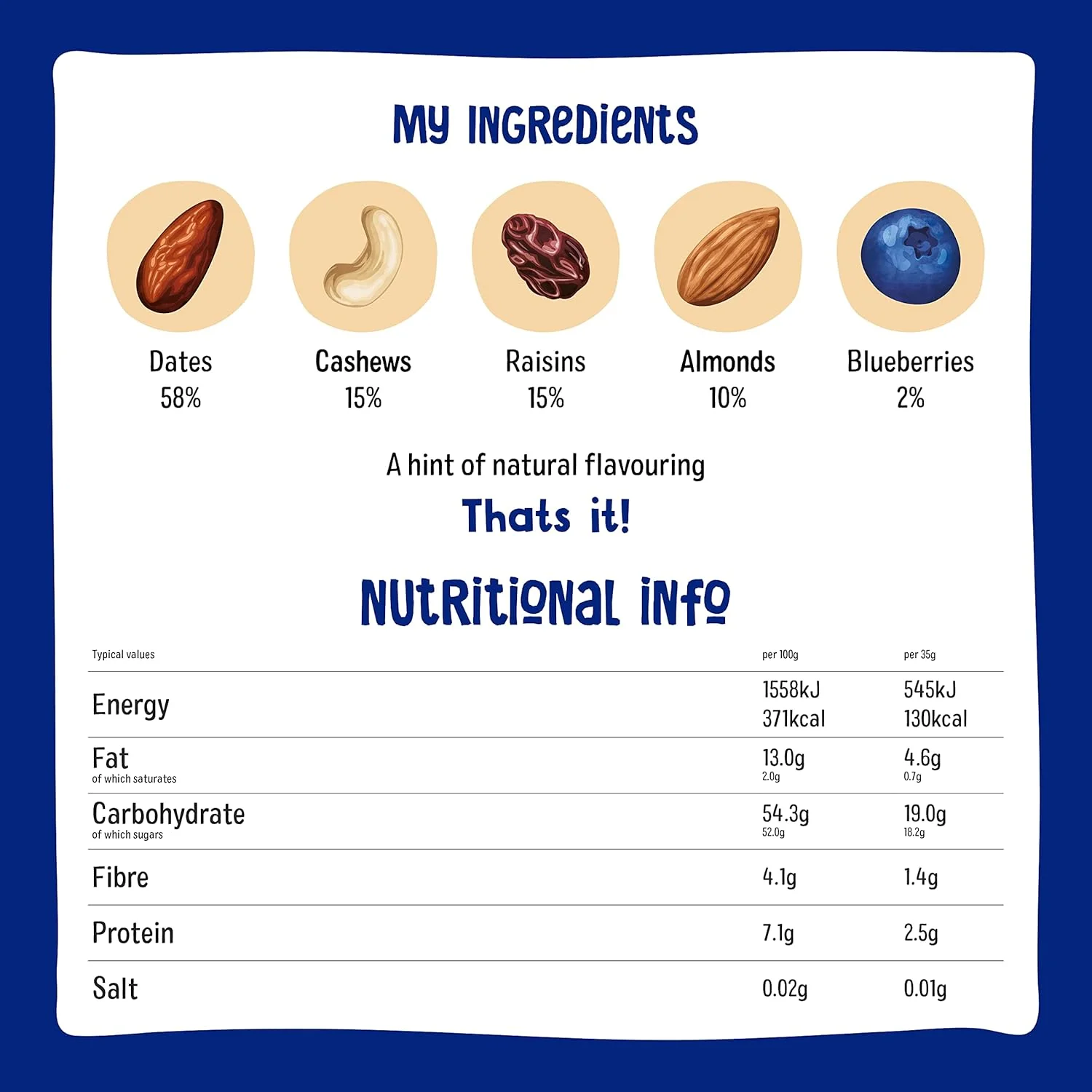 Nakd. Raw Fruit & Nut Bars Blueberry Muffin 18x35g - Image 2