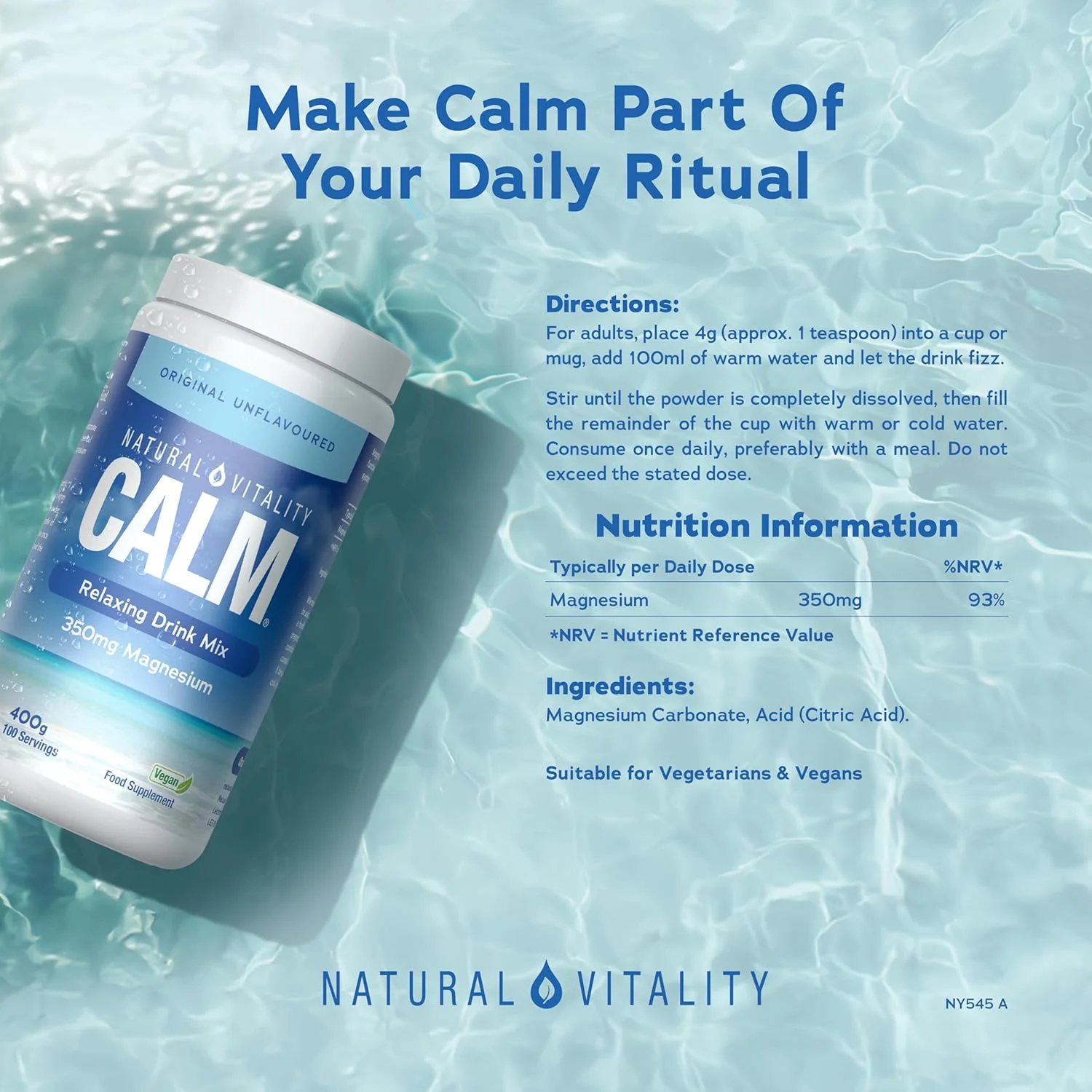 Natural Vitality Calm Relaxing Drink Mix Unflavoured 400g - Image 5