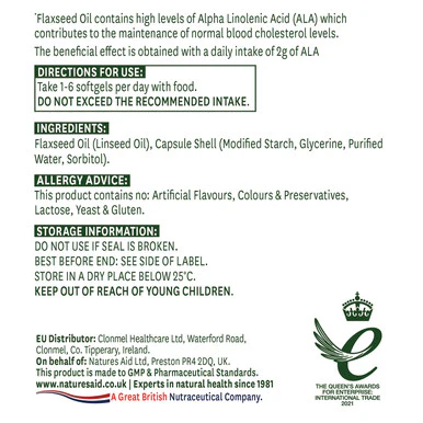 Natures Aid Flaxseed Oil 1000mg 90 Softgels - Image 2