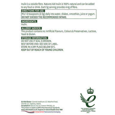 Natures Aid Inulin Powder 250g - Image 2