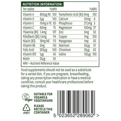 Natures Aid Multi-Vitamins & Minerals (without Iron) 60 Tablets - Image 3