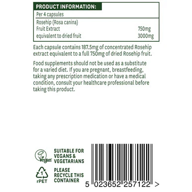 Natures Aid Rosehip 750mg 120 Capules - Image 3