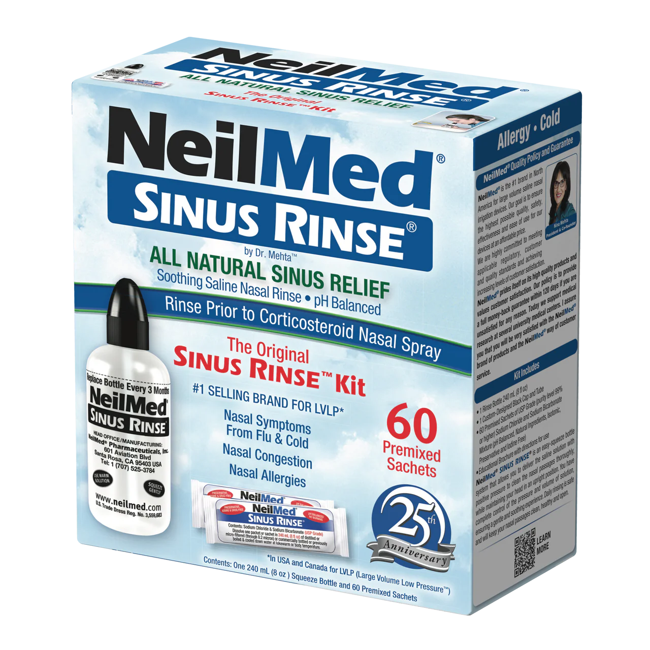 Neilmed Sinus Rinse Regular Kit 1 Nasal Irrigator and 60 Sachets - Image 4