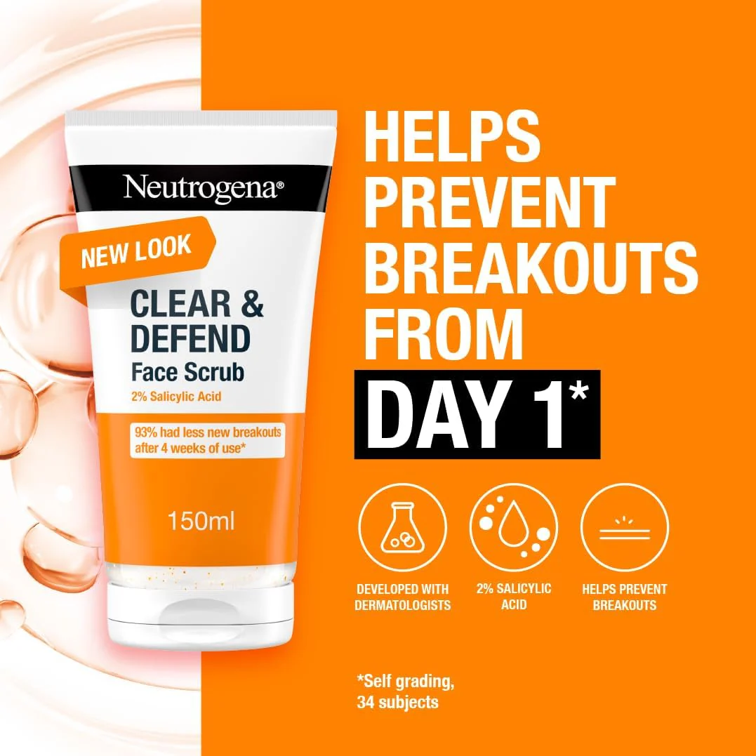 Neutrogena Clear & Defend Facial Scrub 150ml - Image 2