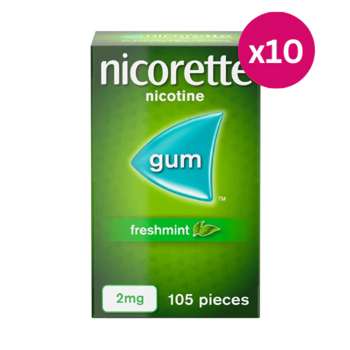 Nicorette Freshmint Gum 2mg 105 Pieces x 10