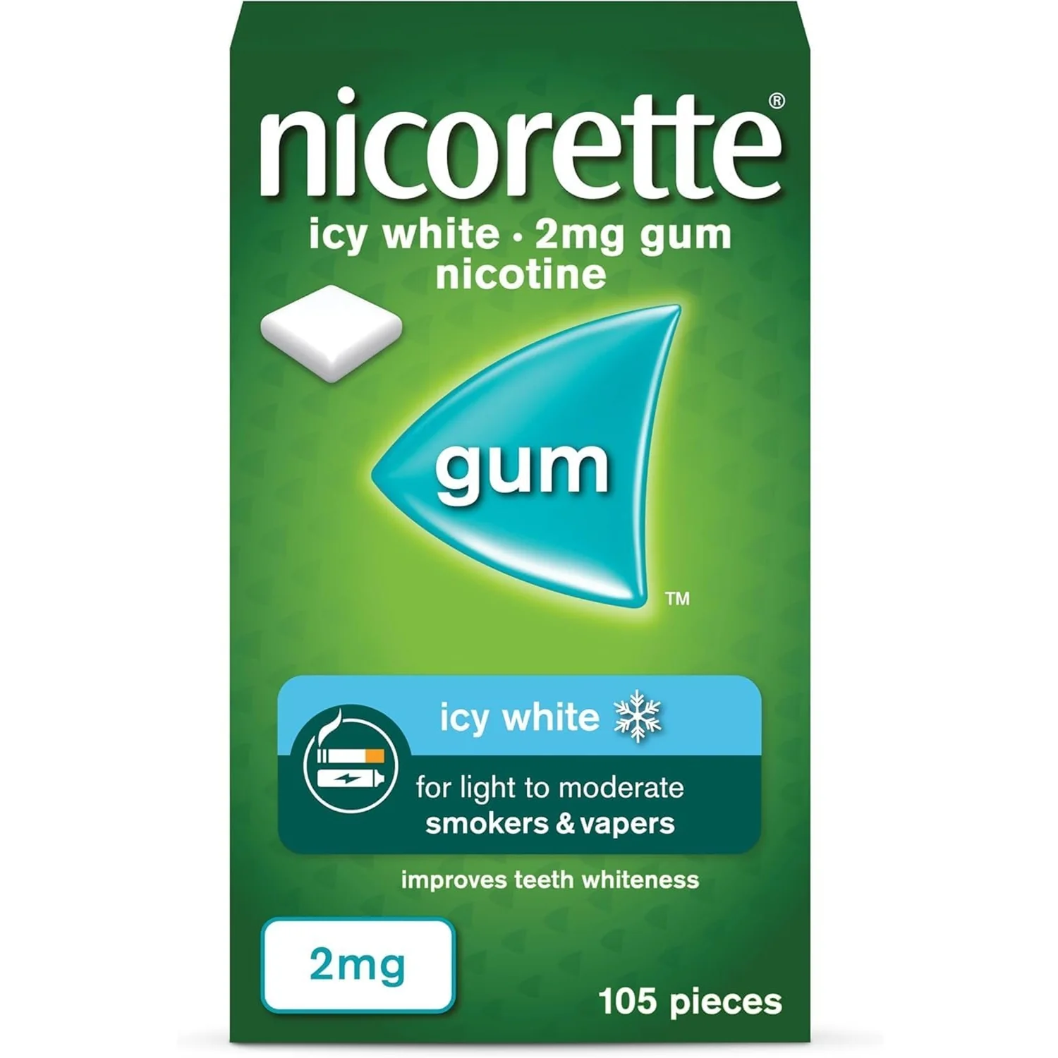 Nicorette Icy White Gum 2mg 105 Pieces