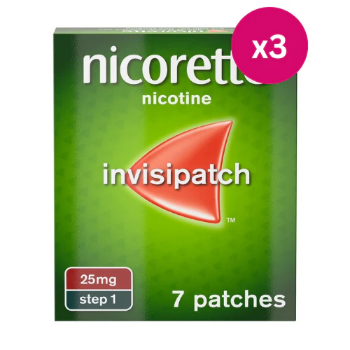 Nicorette Invisi Patch Step One 25mg 7 Pack x 3