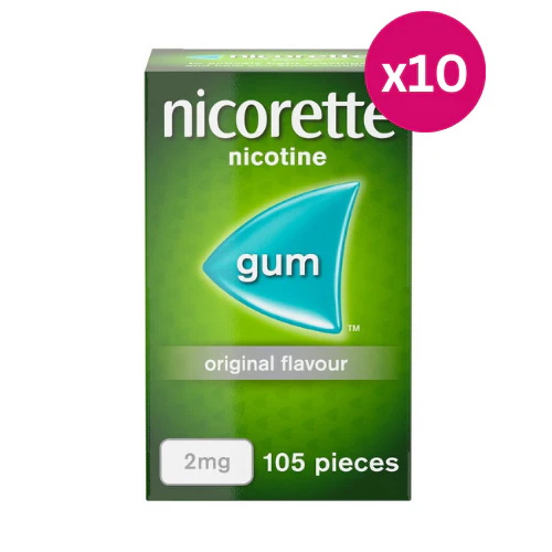 Nicorette Original Gum 2mg 105 Pieces x 10