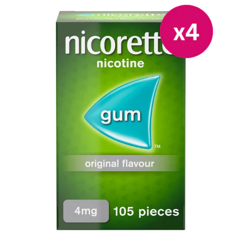 Nicorette Original Gum 4mg 105 Pieces x 4