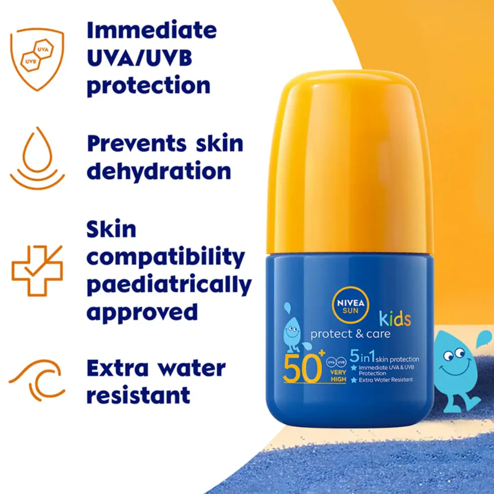 Nivea Sun Kids Protect & Care Roll-On Sun Cream SPF 50+ 50ml - Image 2