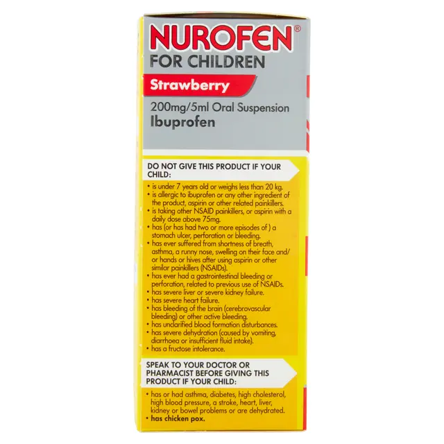 Nurofen Double Strength For Children 7-12 years Strawberry Flavour 100ml - Image 7