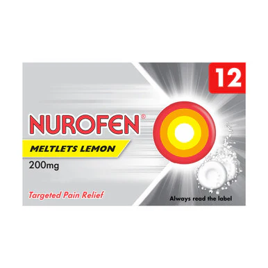 Nurofen Ibuprofen 200mg Meltlets Lemon 12 Tablets