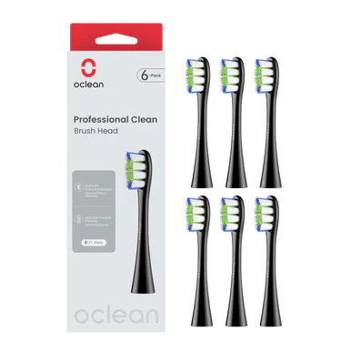 Oclean Professional Clean Brush Head 6 Pack Black