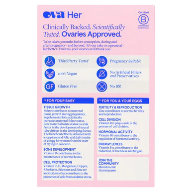 OVA Her Fertility & Pregnancy Support 56 Capsules - Image 2