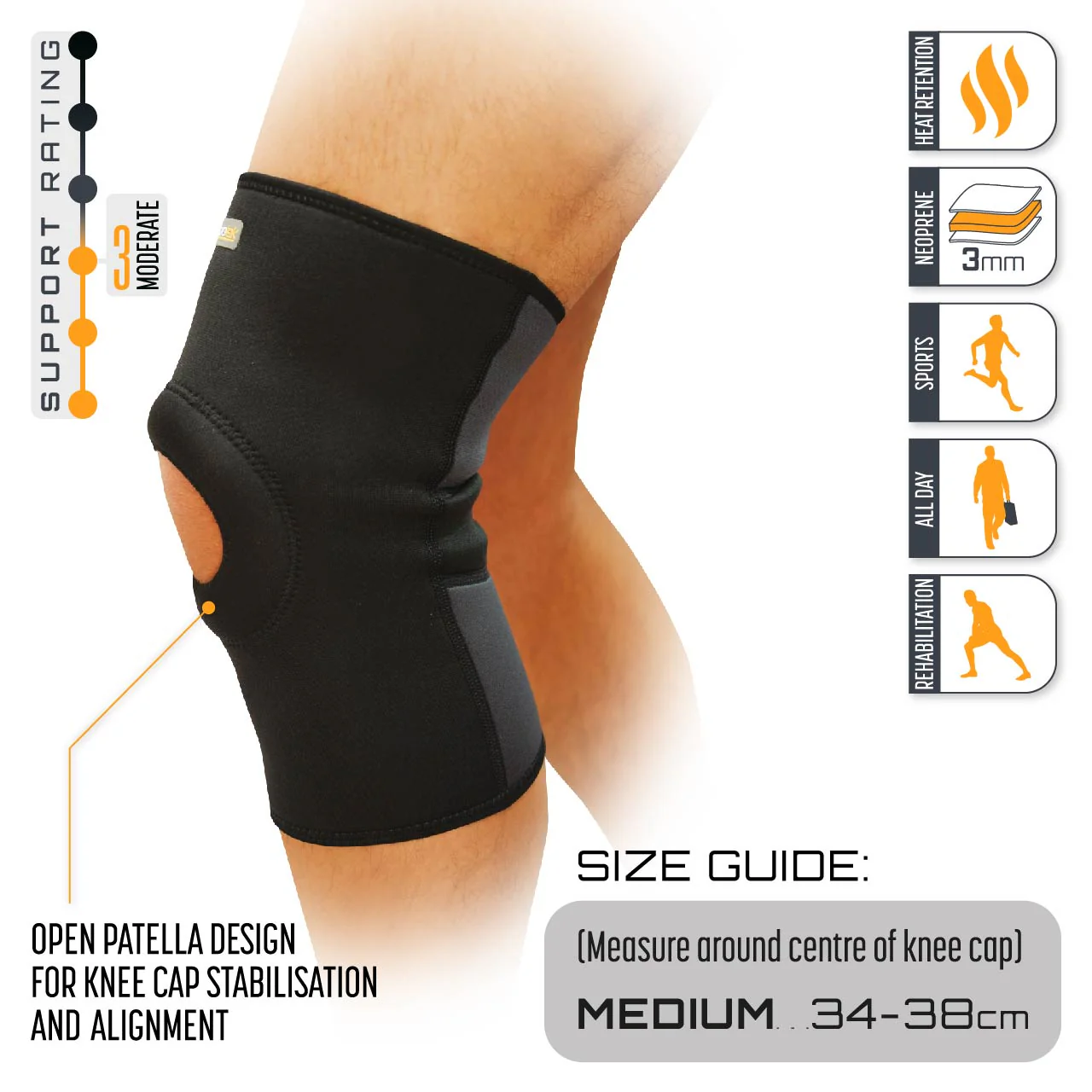 Protek Neoprene Knee Support - Open Patella - Medium - Image 3