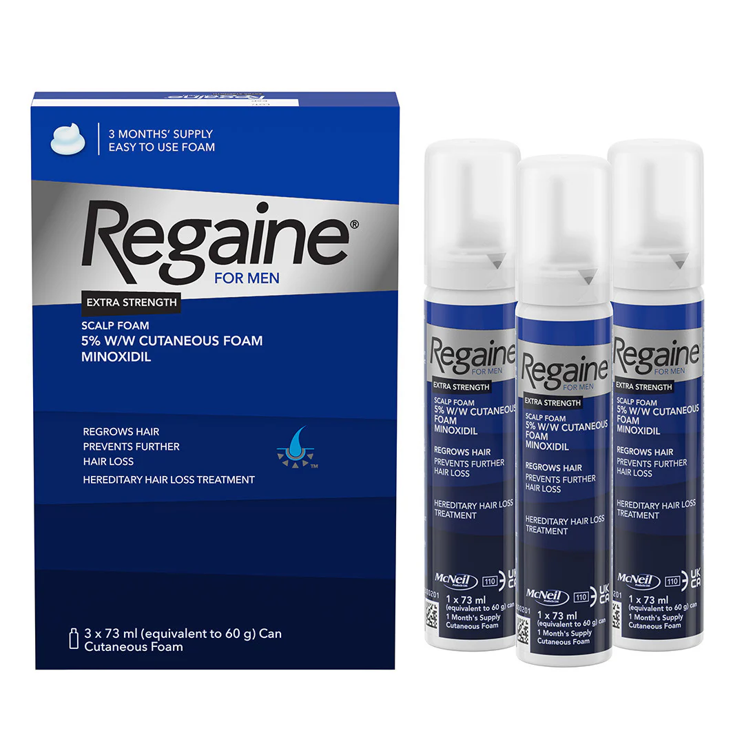 Regaine 5% Extra Strength Hair Regrowth Foam For Men - 3 Month Supply 3x73ml Bottle