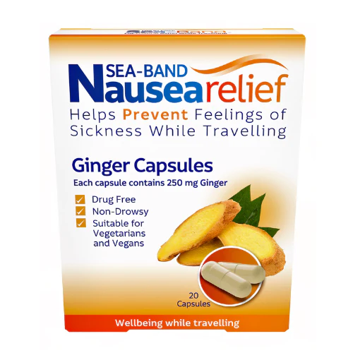 Sea-Band Nausea Relief Ginger Capsules 20 Capsules