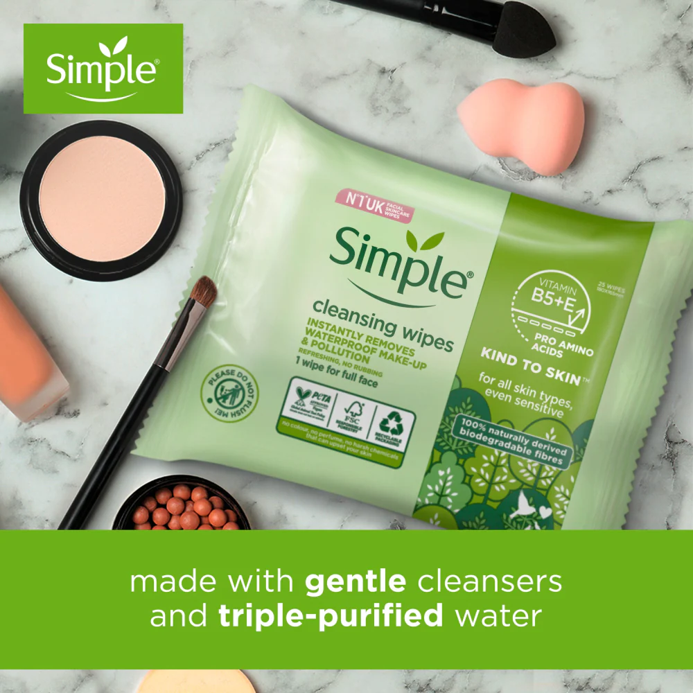 Simple Kind To Skin Biodegradable Face Wipes 25s - Image 7