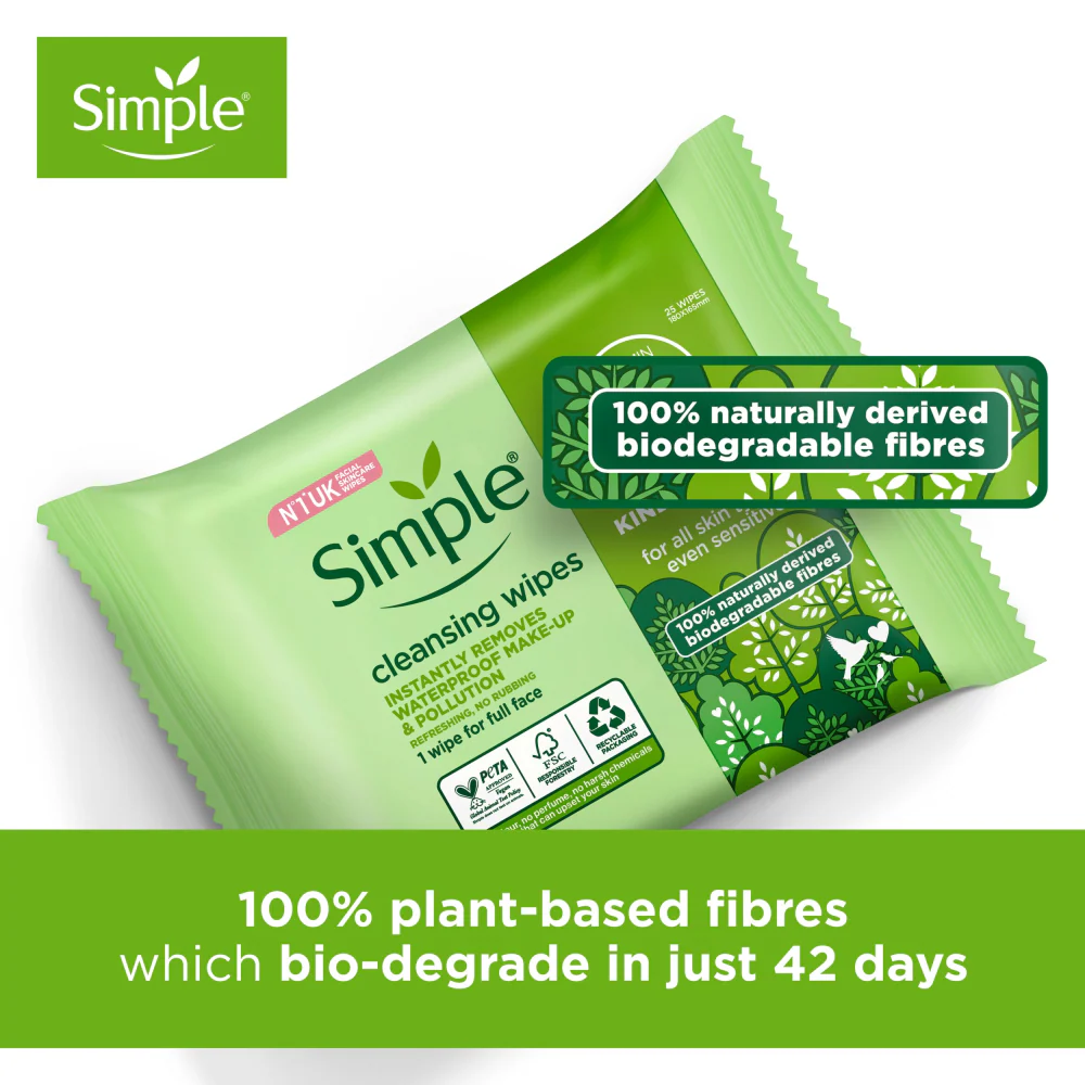 Simple Kind To Skin Biodegradable Face Wipes 25s - Image 8