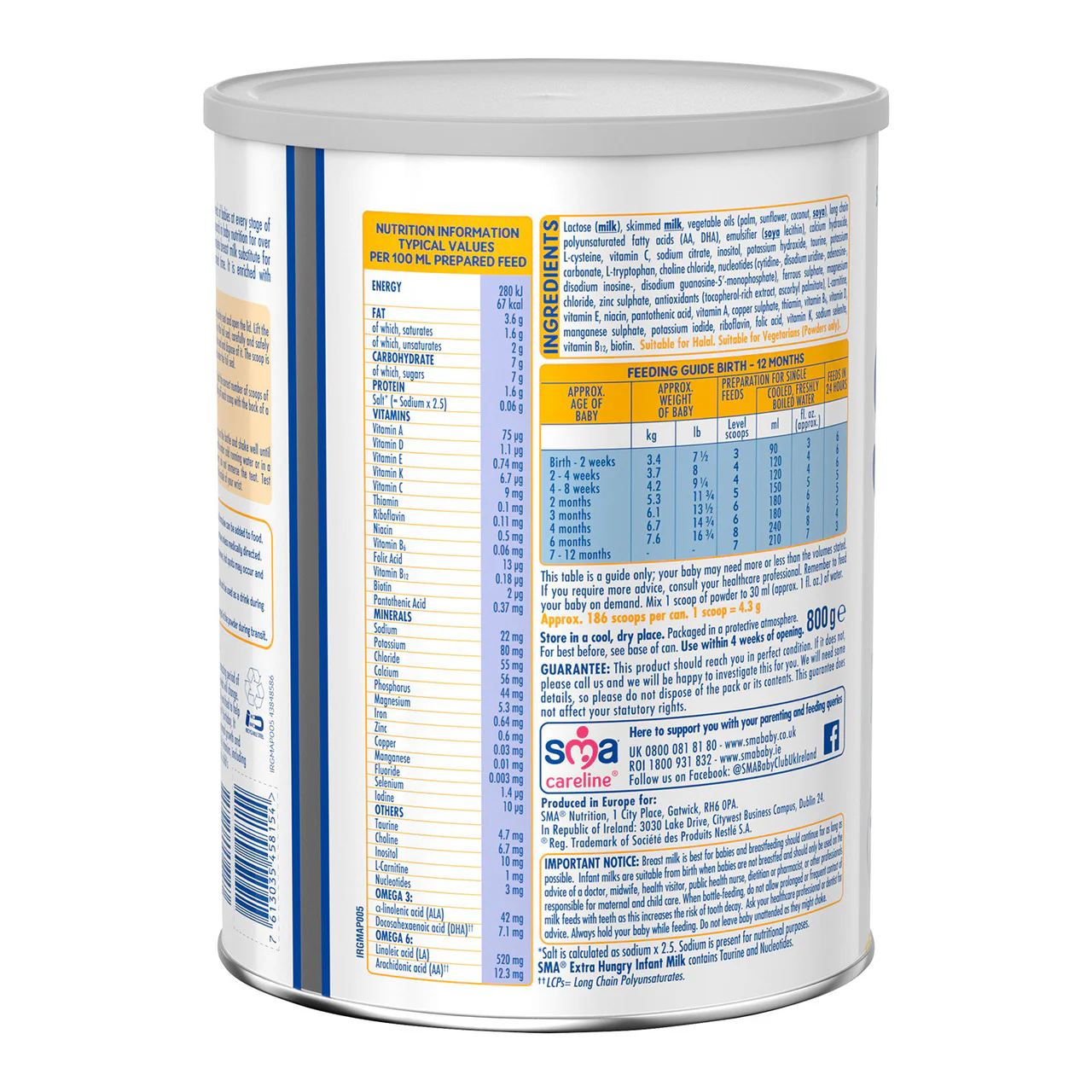 SMA Extra Hungry Infant Milk From Birth 800g - Image 2