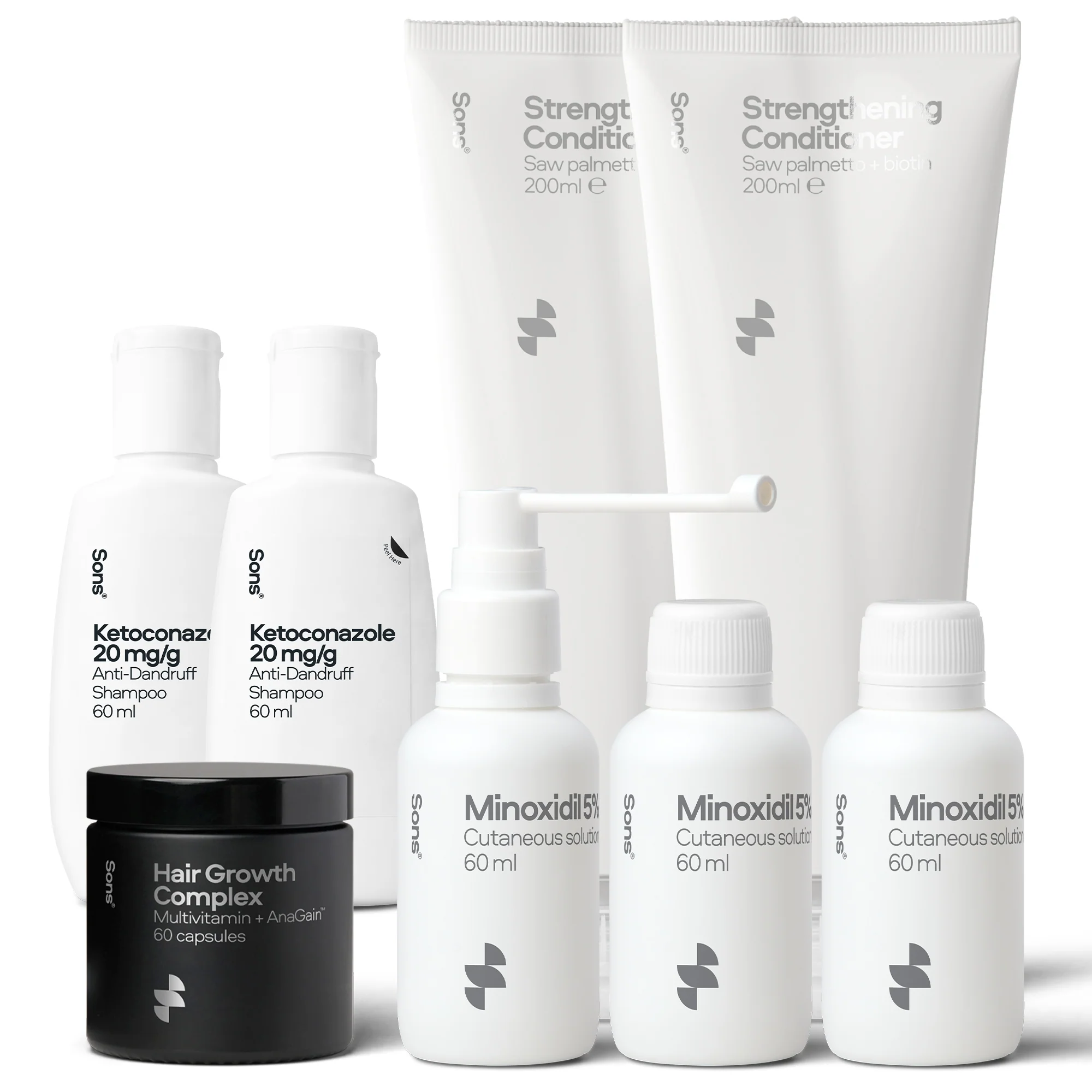Sons Minodixil 3 Months, Ketoconazole 60ml x 2, Conditioner 200ml x 2 & Hair Growth Capsule
