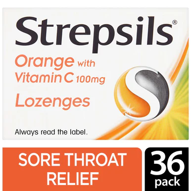 Strepsils Orange With Vitamin C Lozenges 36 Pack