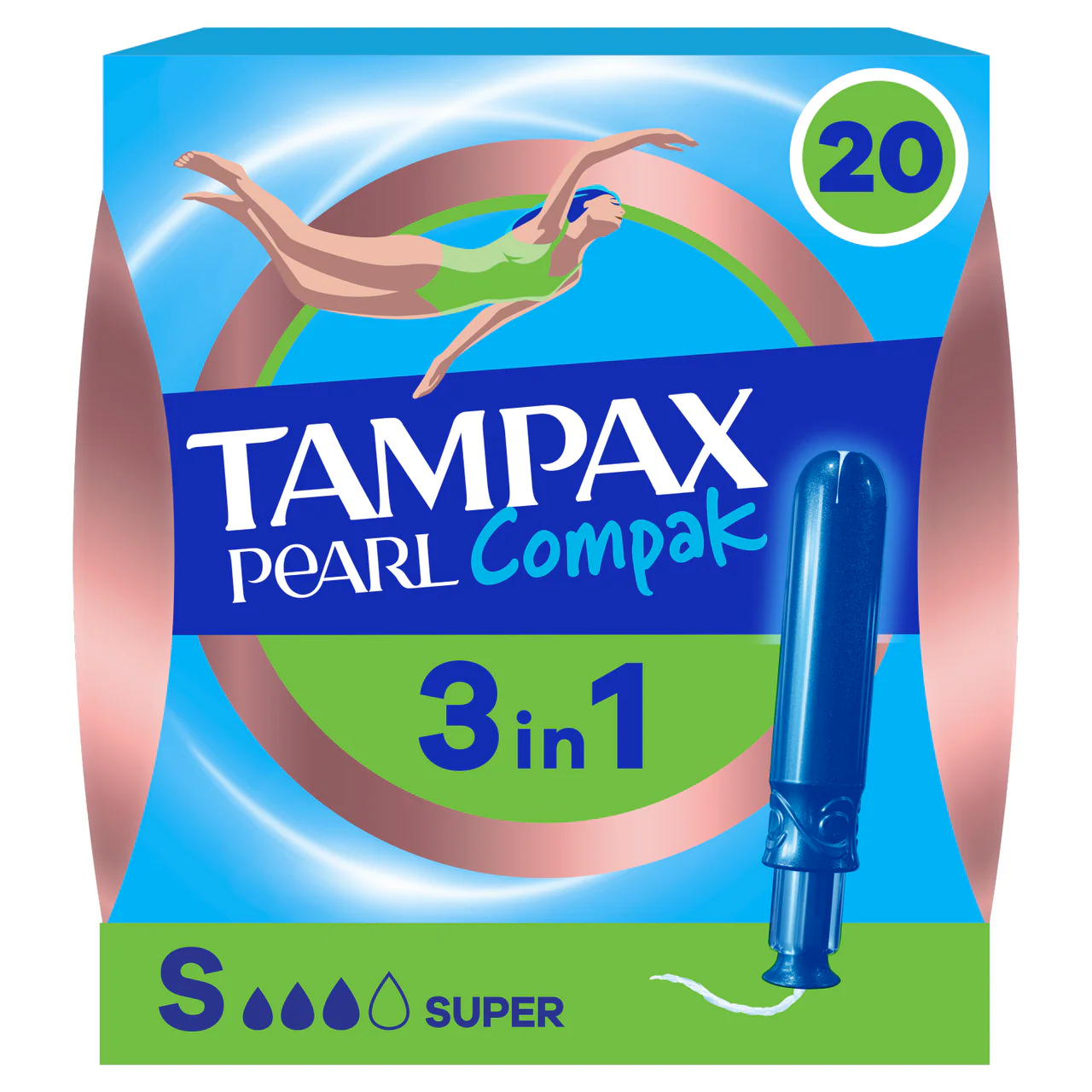 Tampax Pearl Compak Super Tampons with Applicator 20 Pack