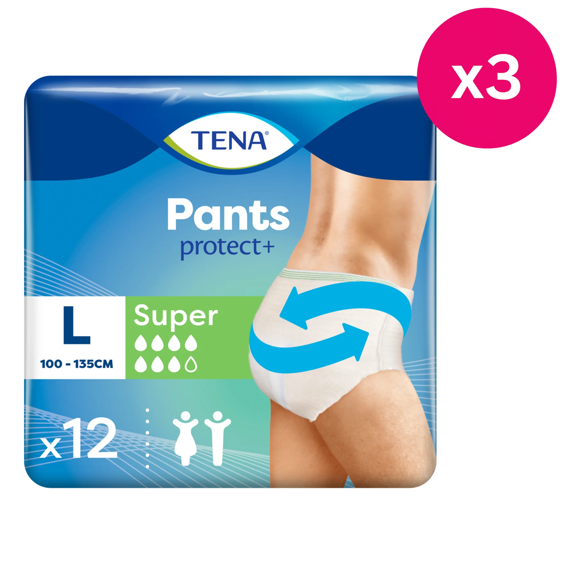 TENA Incontinence Pants Super Large Size 12 Pack x3