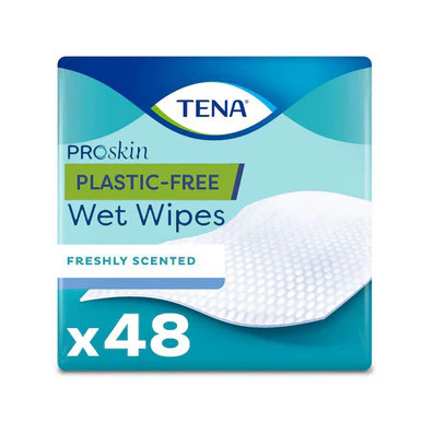 TENA Plastic-Free Wet Wipes 48