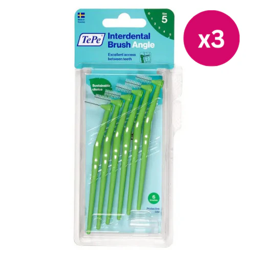 TePe Angle Interdental Brush Green Size 5 6s x3