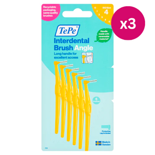 TePe Angle Interdental Brush Yellow Size 4 6s x3