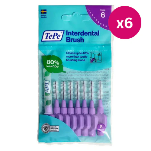 TePe Interdental Brushes Original Purple Size 6 8s x 6