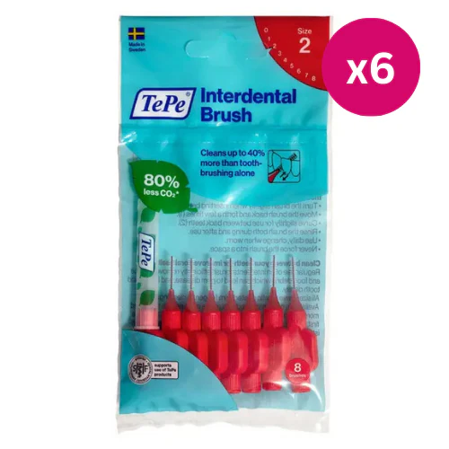 TePe Interdental Brushes Original Red Size 2 8s x 6