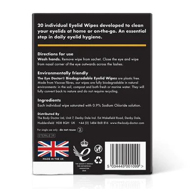 The Eye Doctor Biodegradable Eyelid Wipes 20 Pack - Image 3