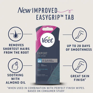 Veet Expert Cold Wax Strips Face Sensitive 20 Strips - Image 3