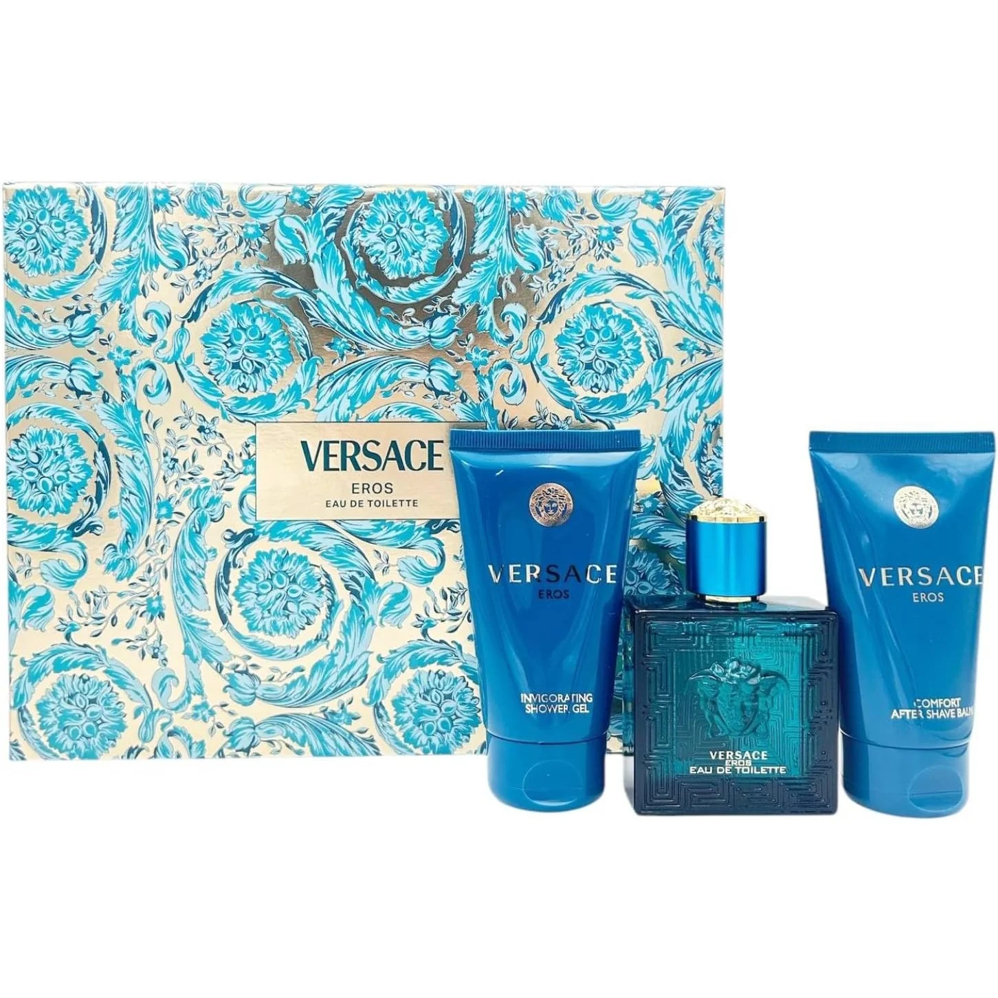Versace Eros Gift Set EDT 50ml with Shower Gel 50ml & Aftershave Balm 50ml