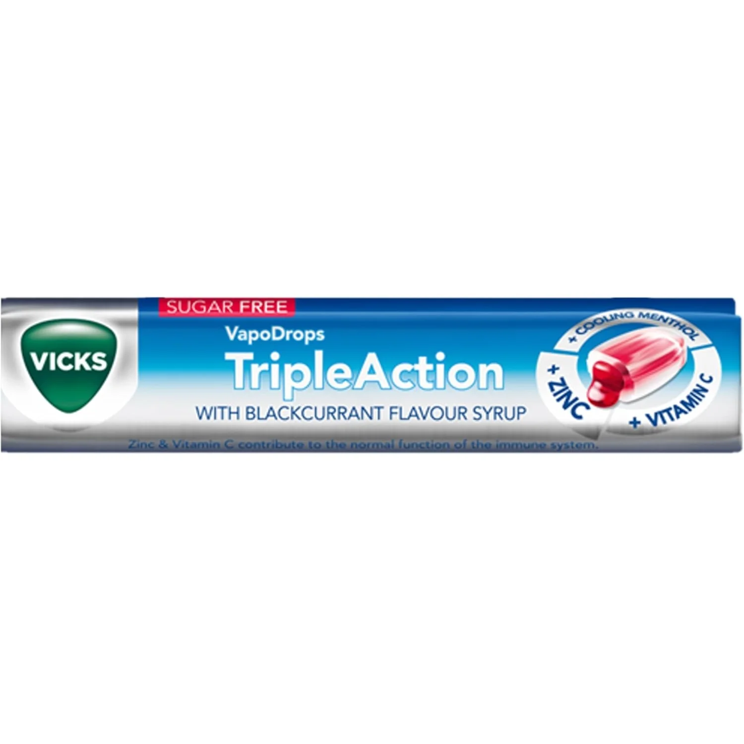 Vicks TripleAction Throat Drops Blackcurrant Flavour 42g